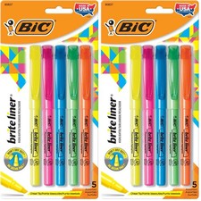 BIC Brite Liner Highlighters, Chisel 5 Count Pack of 2 , Assorted Colors