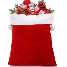 Christmas Santa Sack 43x27 Inch Jumbo Velvet Gift Bags Drawstring Plush Wrap