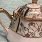 Nippon Lidded Sugar Bowl Hexagon Floral White/Gold Porcelain Glazed 2-Pc Set — photo 2