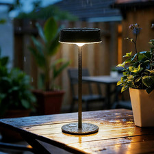 Solar Table Lamp, Waterproof Shower Lamp with 3 Color Dimmable, Rechargeable LED
