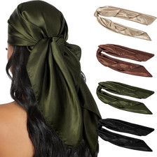 4PCS Head Scarf for Women 35  Head Scarves Silk Like Satin Neck Scarfs Square Ba