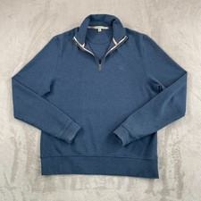 Burberry Brit Nova Check 1/4 Zip Sweater Men XL Heather Blue Embroidered Logo