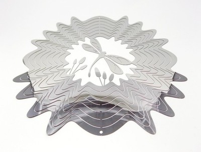 3D Wind Spinner Set Mirror SS 10'' + 6.5'' Dragonfly + 6.5''x18'' Helix 40mm Crystal