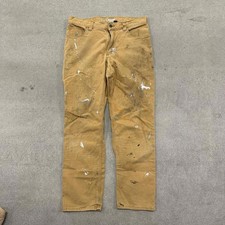 Carhartt tan relaxed fit pants with paint splatter