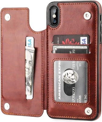 Leather Wallet Card Holder Case Magnetic Cover For iPhone X Max / XS Max