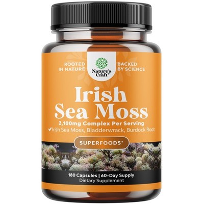 Natures Craft Irish Sea Moss Capsules with 2100mg Serving Superfood 180ct