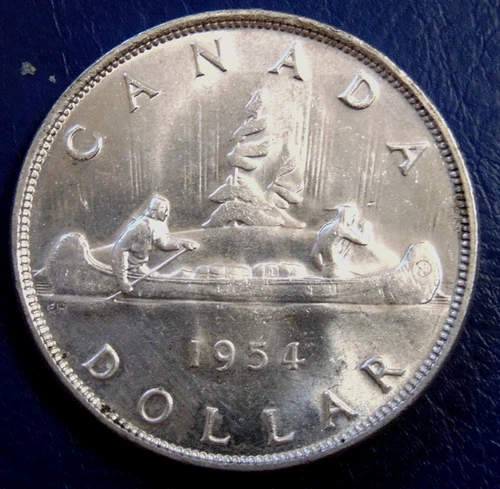 1954 Canada .800 Silver Dollar  Canadian BU QE II