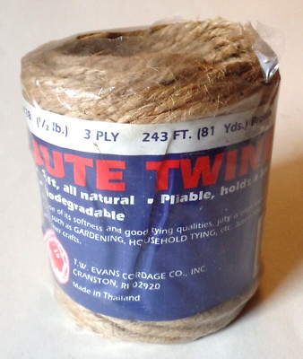 Vintage ''JUTE TWINE'' THE T.W. EVANS CORDAGE CO. Soft All Natural Jute Twine