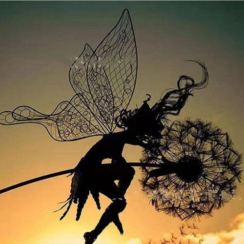 Flower Fairy Dancing with Dandelion Garden Art Stainless Steel Statue Ornaments - Picture 10 of 34