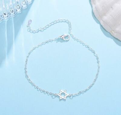 Hexagonal Star Silver SP Charm Foot Ankle Bracelet Chain Anklet