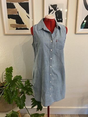 levi's sleeveless denim dress Levi's Women's 90s Denim Slip Dress - Blue - Size XS