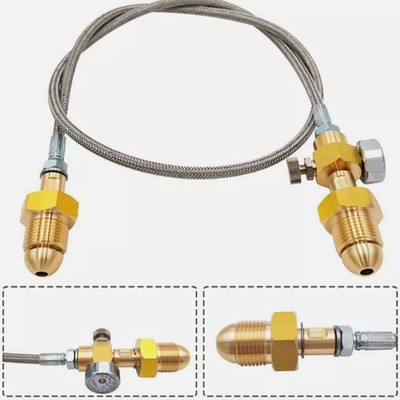 High Strength Transfer Hose For Argon Tanks 90 Cm Stainless Steel Braided NEW D