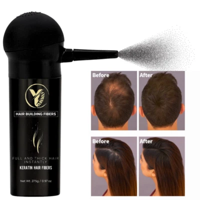 YASBRO Hair Building Fibres & Pump Spray Applicator Keratin Hair Fibers root cover UK