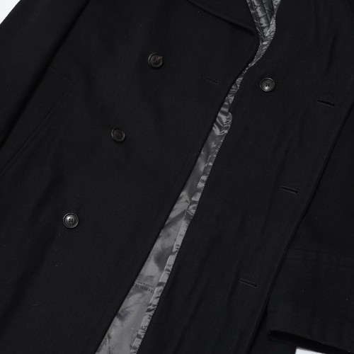 Burberry London Wool Black Double Breasted Coat Vintage - Picture 9 of 24