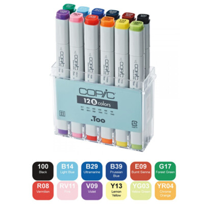 Copic Marker SB12 12-Piece Sketch Basic Set Manga Cartoon Drawing