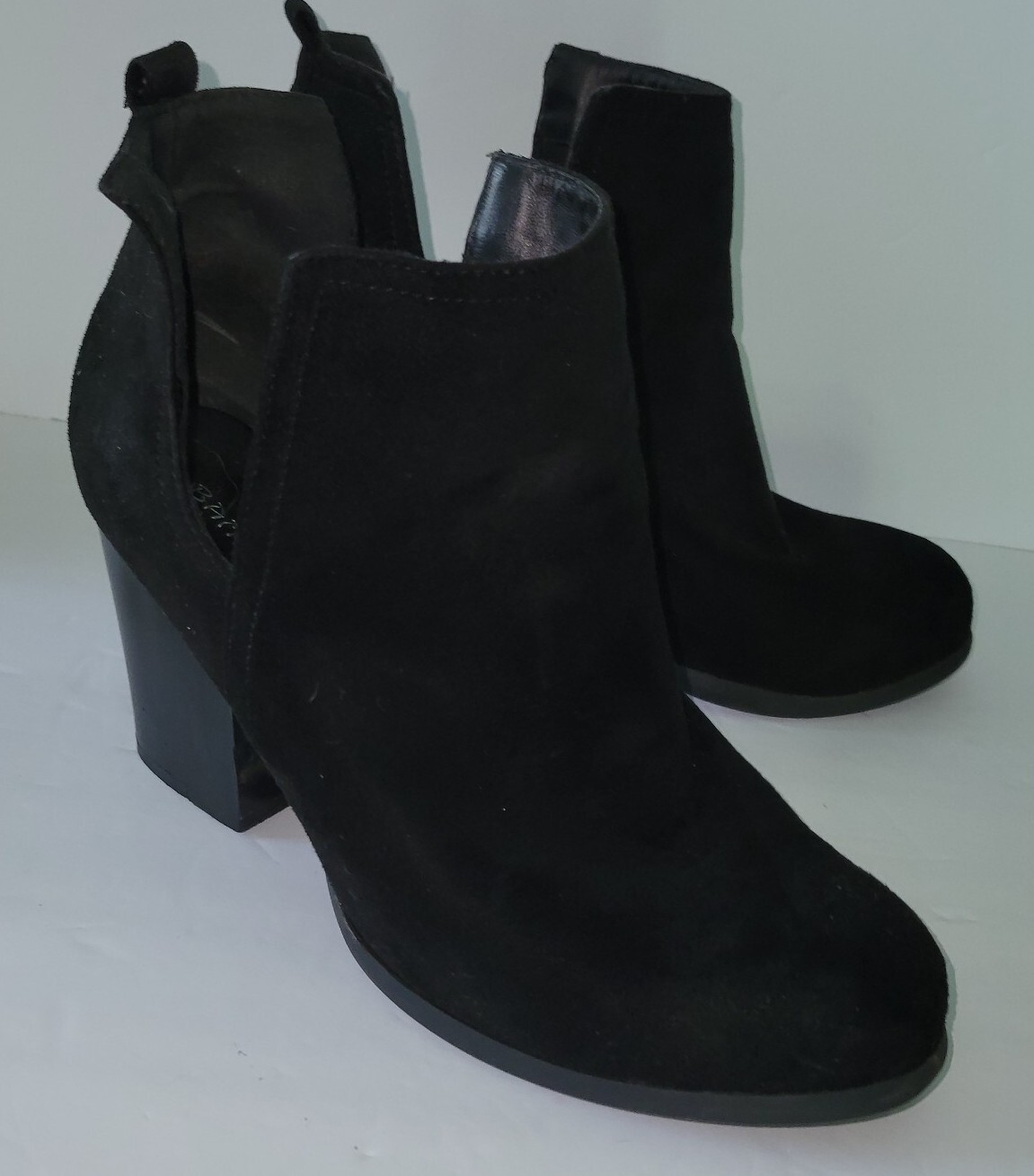 Bamboo Plain Suede Chunky Heeled Ankle Boots
