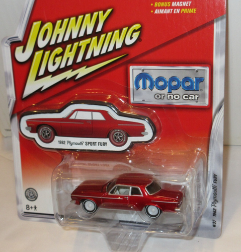 JOHNNY WHITE LIGHTNING MOPAR OR NO CAR ~1962 PLYMOUTH FURY w/ RUBBER TIRES~ NMOC - 第 1/7 張圖片