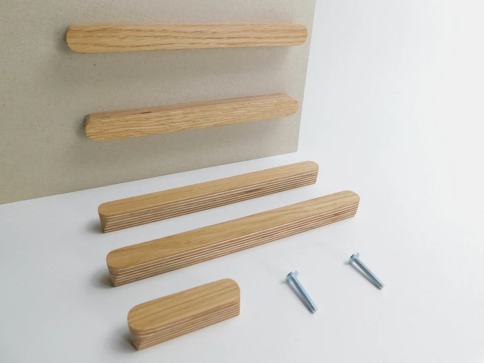 Minimal Oak Veneer Birch Ply Handles – Cabinet Pulls for Kitchens and wardrobes - Image 4 of 4