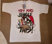 NWT 1995 VTG funny Christmas Try And Jingle This Looney Tunes Taz Sz M T-Shirt