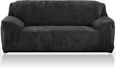 1/2/3 Velvet Elastic Stretch Sofa Cover , Seat Couch Slipcover Protector Black