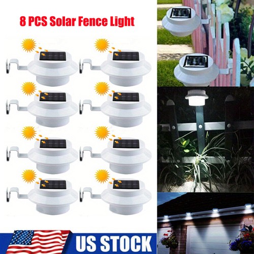 8x LED Solar Lights Wall Light Outdoor Garden Yard Pathway Fence Lamp Waterproof