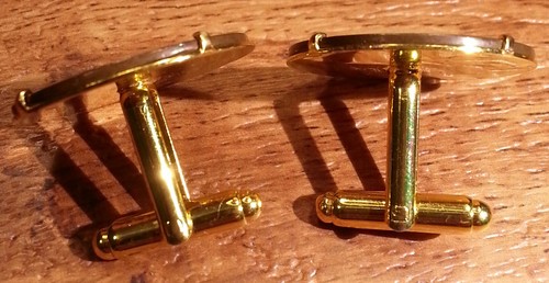 R R Crowned Initials Denmark Vintage Large Bronze Danish Coin Cufflinks + Box! - Picture 4 of 5