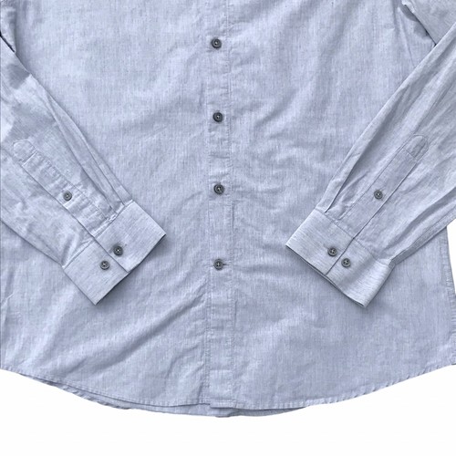 BLAQ mens dress shirt top Sz Large LG Slim Fit Grey Button Cotton Long Sleeve - Picture 8 of 11