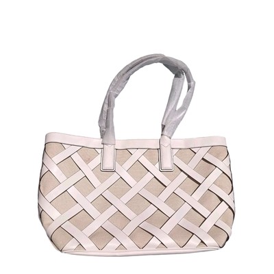 NWT Michael Kors 35T1G4St3C Sienna LG Tote Shoulder Bag OpticWhite Woven Leather