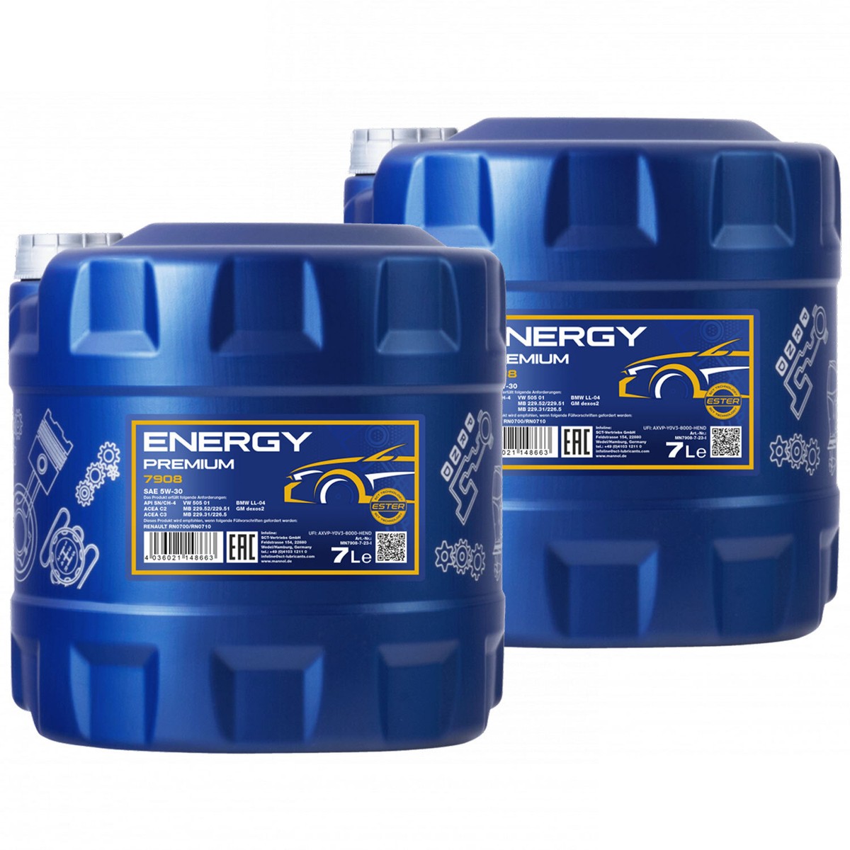 Motoröl Motor Öl MANNOL Energy Premium 5W-30 API SN 2 X 7 Liter