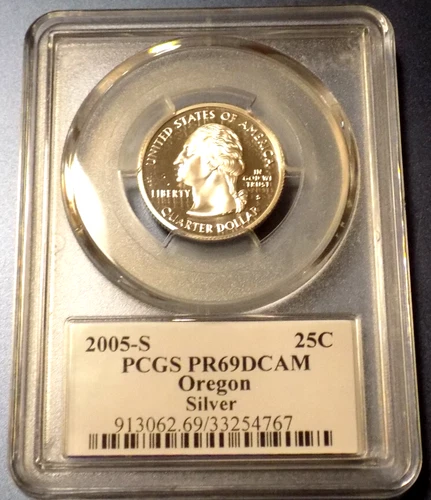 2005 S State Label Silver Quarter Oregon PCGS PR69DCAM 25C Crater Lake Coin
