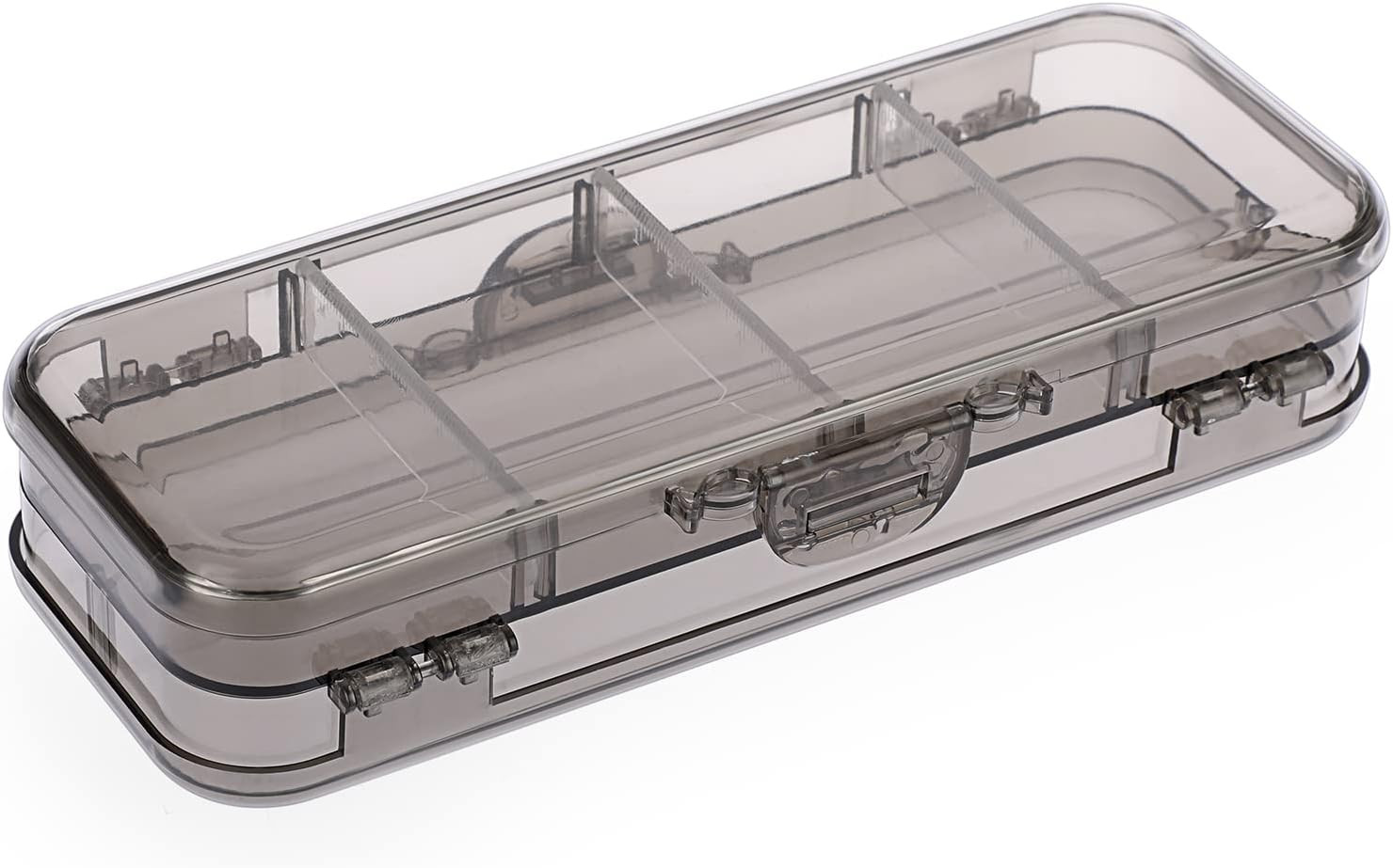 S Box Clear Plastic Stationery Box With 4 Removable Ruler Divi