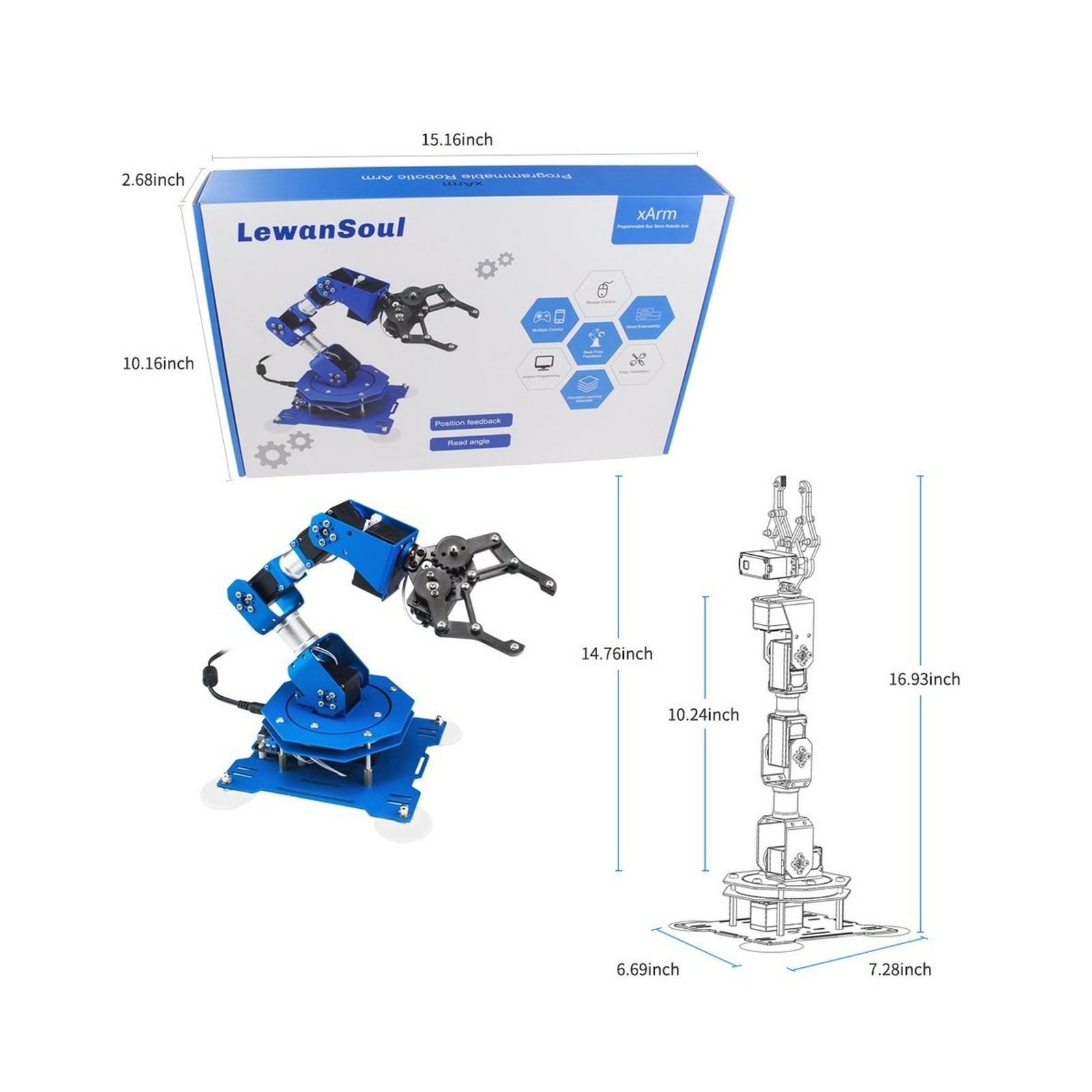 lewansoul learm 6dof full metal robotic arm