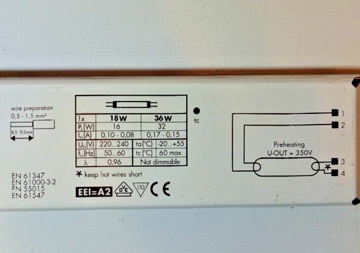 VS Vossloh Schwabe elektr Vorschaltgerät T8 EVG 1x 18W 36W ELXc Watt 136.2007 - Bild 3 von 3