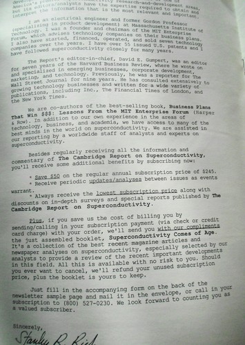 The Cambridge Signal Sur Superconductivity, Février 1988. David Gumpert, Éditeur - Photo 7 sur 11