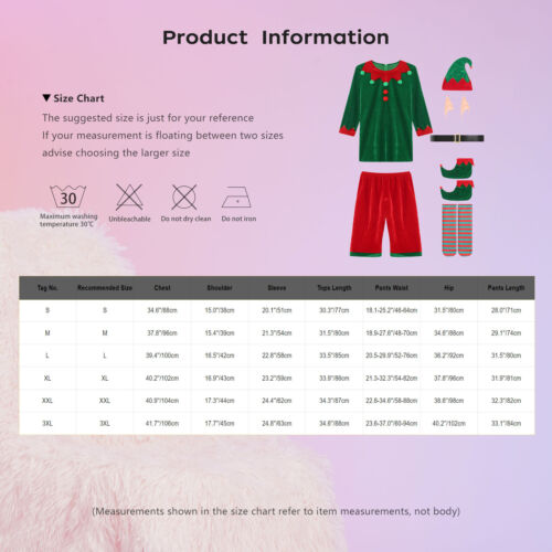 Herren Elf Kostüm Männer Weihnachten Herr Claus Outfits Thema 7Pcs Ball Gürtel - Bild 14 von 24