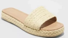 NEW Womens Mardi Raffia Platform Slide Sandals Natural Universal Thread Sz 9