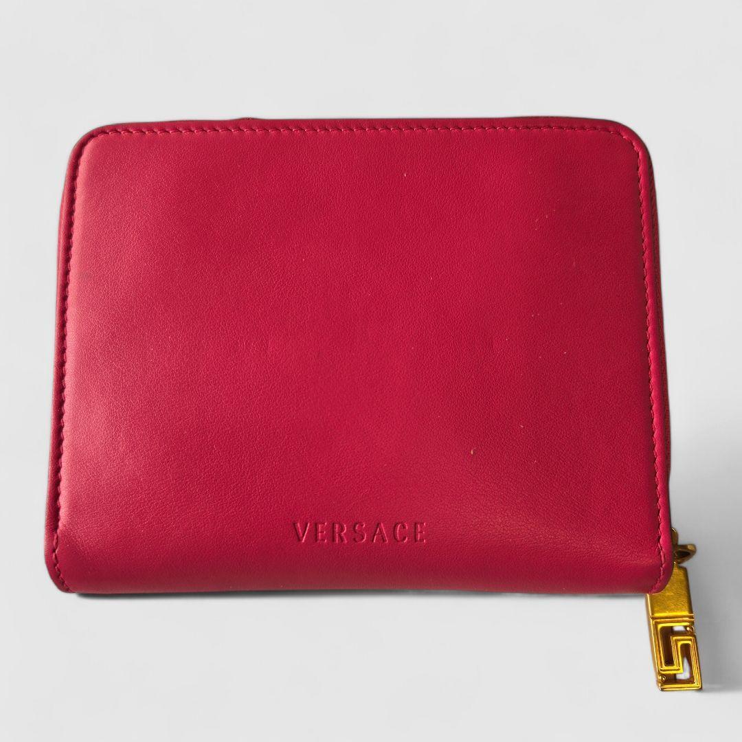 Versace Leather Medusa Zip Wallet Bi-fold Pink Women's From
