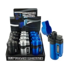 12 Pack Jet Torch Lighter Adjustable Windproof Butane Refillable Metal Finished