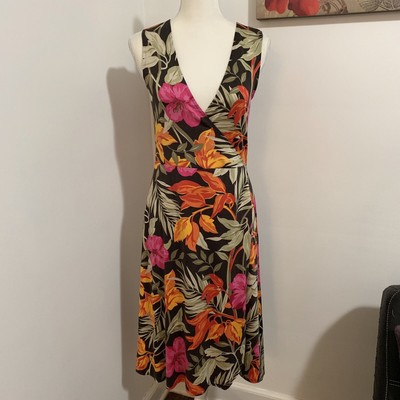 tropical print wrap dress