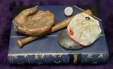 RARE - S.S Sarna Sculpture Figurine depicting a Baseball Bat, Ball, glove & hat