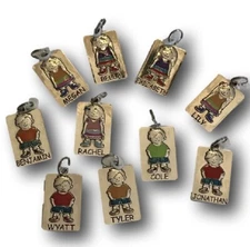 GANZ Kids Name Tag Charm ID Backpack Zip Pull Raised Design GIRLS BOYS A-Z Blank