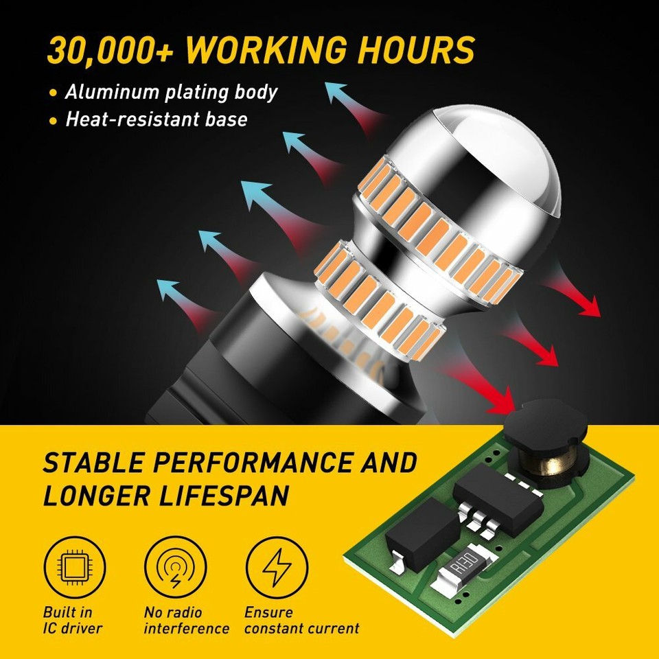 3157 3156 4157 LED Replacement Pack 4-Pack AUXITO Amber LED Turn Signal Bulbs - Fits 3157, 3156, 3057, 4157 Sockets 3157 Led Bulbs Amber - Foto 6