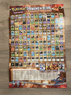 pokemon mysterious treasures card list Pokemon Mysterious Treasures Secret Wonders Checklist Poster Two Sides 36”  X 24”