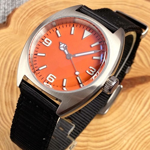 Reloj automático para hombre 20ATM 36 mm Tandorio negro naranja esfera azul NH35A PT5000 - Imagen 14 de 14