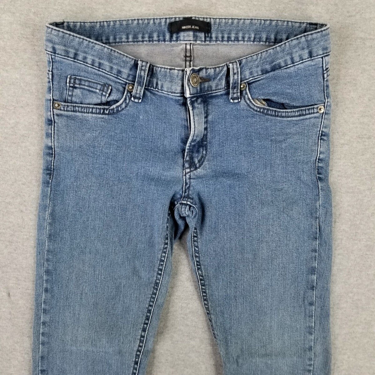 Nikisix Jeans Size 28 Skinny Stretch Lightweight Denim Faded Wash