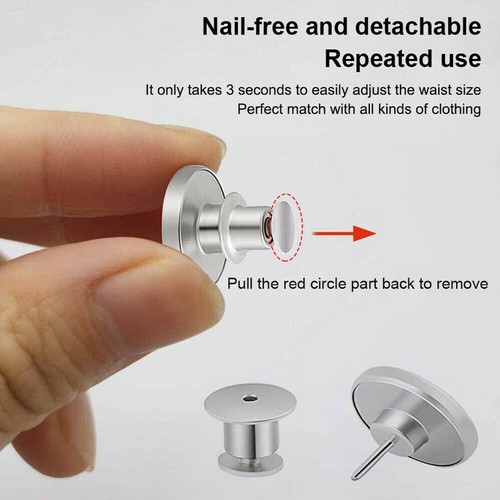 Retro Metal Buttons Snap Fastener Pants Pin for Jeans Retractable Sewing-Free - Picture 6 of 11