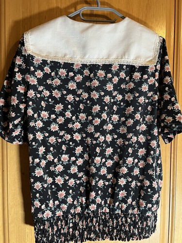 VINTAGE Detales floral button up blouse Top size 12 NOS Shirred Waist - Picture 13 of 18