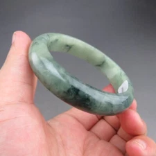 56mm Certified Grade "A" Natural Green Jadeite Jade Gems Bangle Bracelet V003