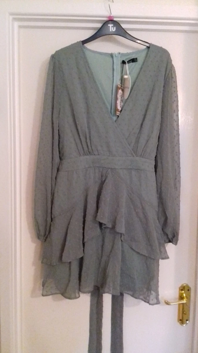 Ruffle hem dobby chiffon mini cheap dress