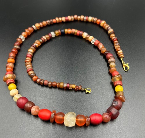 Antiguo collar de cuentas de ágata cornalina tibetana nepalí India africana del Himalaya - Imagen 7 de 12